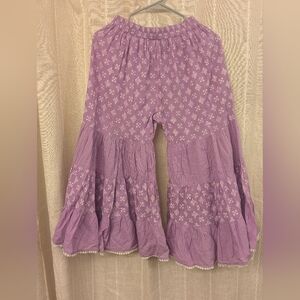 Girls' Lavender Floral Tiered Ruffle Pants